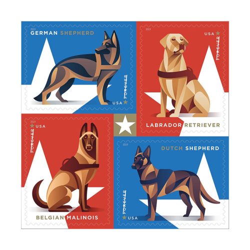 1_9e015eea-e74c-4fd3-902a-7f8bed97f527 2019 honor military dogs Forever First Class Postage Stamps