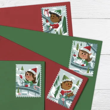 683904-L2_84b540e3-ac2d-4736-b5fc-e3a8a9abe9d6 2022 Holiday Elves Forever First Class Postage Stamps