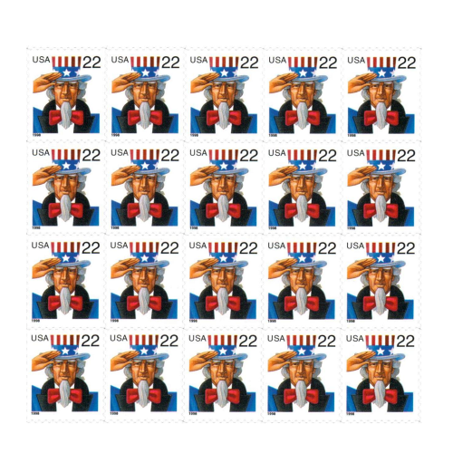 DynamicBooklet18-1 1998 22c Uncle Sam First Class Postage Stamps (Value Stamp Not Forever)